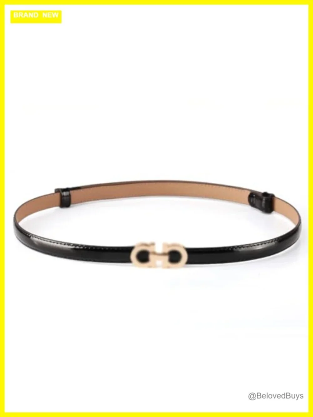 Patent Leather Skinny Waist Belt Adjustable No-Punch Buckle